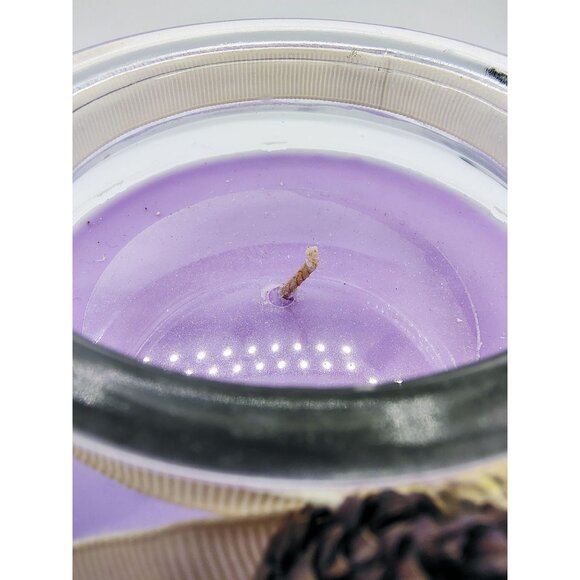 Candle Glass Jar Lavender Scented Lid Ribbon Pinecone Accent 18oz Purple - Picture 13 of 16